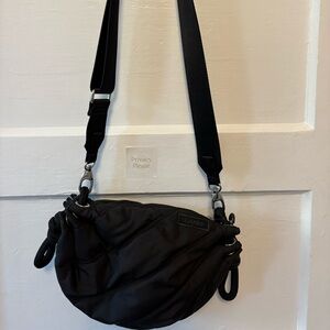 Ganni Black Quilted Rope-Detail Crossbody Bag